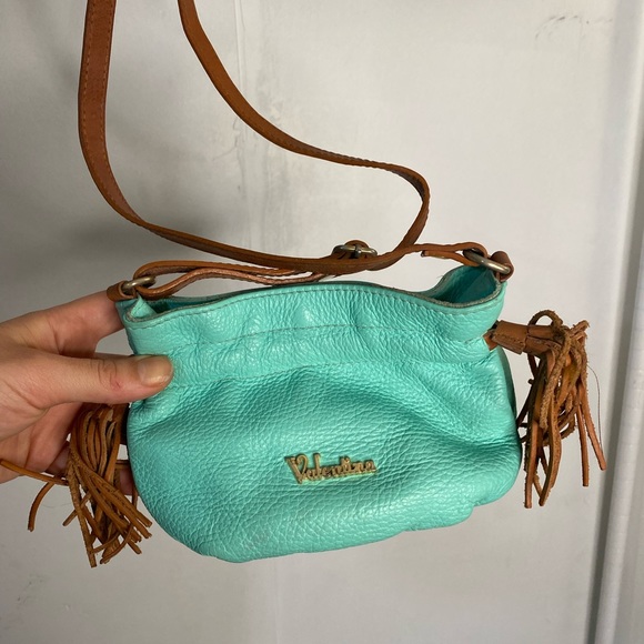 Valentina Seafoam Pebbled Leather Crossbody bag - Picture 2 of 3